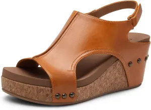 DREAM PAIRS Women's Platform Wedge Sandals, Comfortable Open-Toe Cork Casual & Dressy Summer Shoes