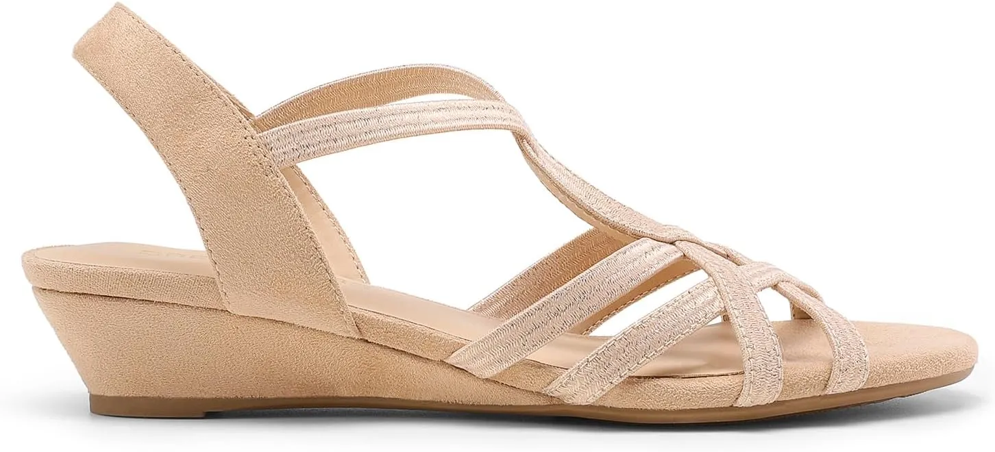 DREAM PAIRS Women's Strappy Wrapped Dressy Wedge Sandals Comfortable Low Heel Casual Summer Shoes