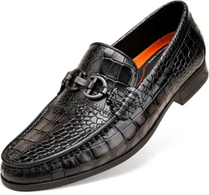 Dress Shoes for Men, Leather Alligator Pattern Slip-On Loafers Causel Shoes for Men