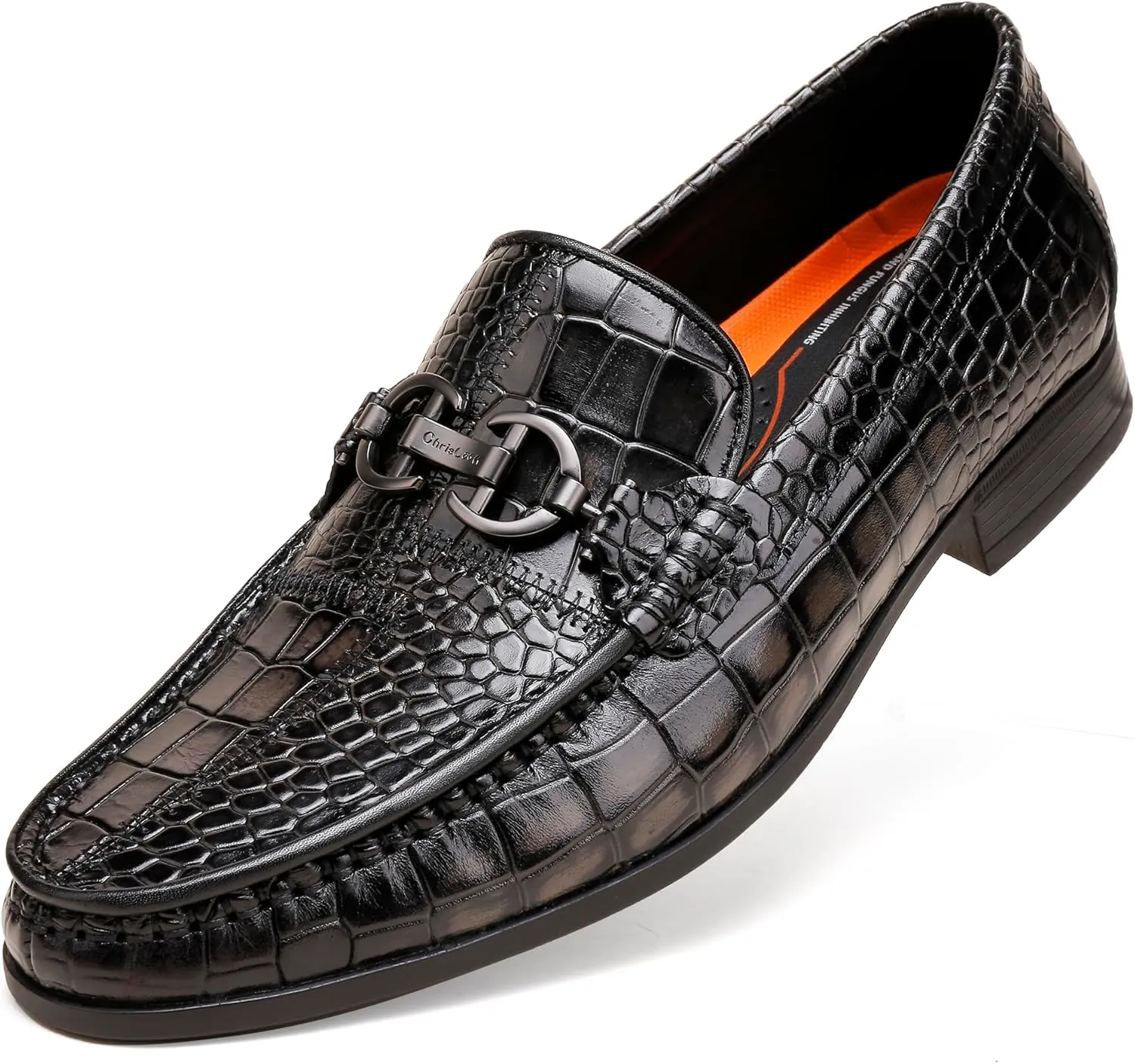 Dress Shoes for Men, Leather Alligator Pattern Slip-On Loafers Causel Shoes for Men