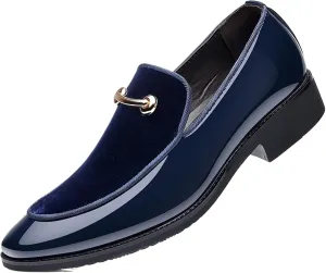 Dress Shoes for Men Men's Faux Patent Leather Loafers Stylish Business Moccasins for Spring Autumn, Perfect for Weddings