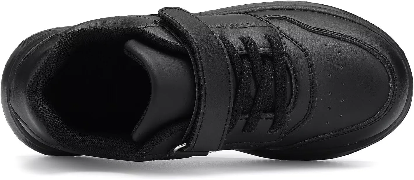 DSWED Black Boys Running Shoes for Girls Leather wear Athletic Kids Fashion Sneakers Tennis Shoes Big Kid Size