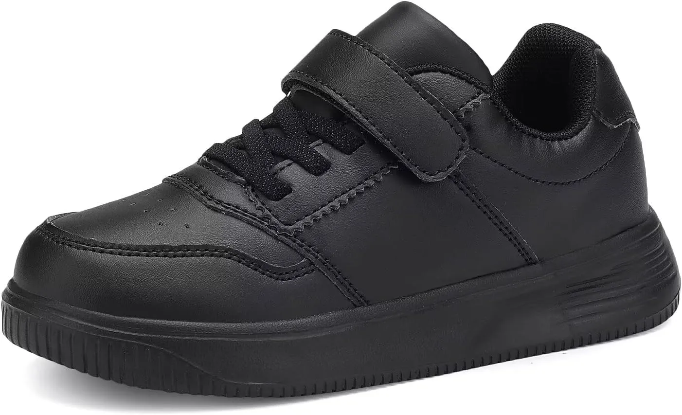 DSWED Black Boys Running Shoes for Girls Leather wear Athletic Kids Fashion Sneakers Tennis Shoes Big Kid Size