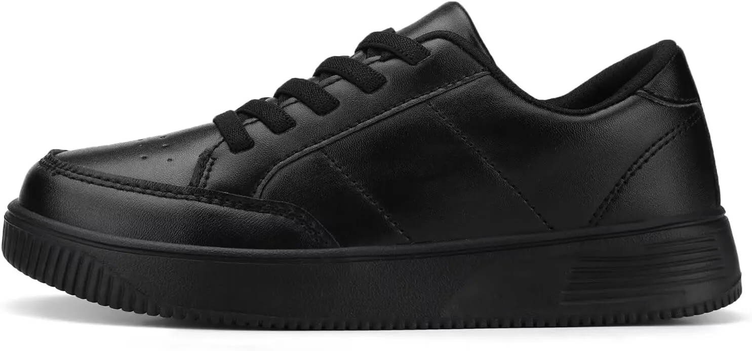 DSWED Unisex-Child Leather Lightweight Breathable Knit Athletic Running Sneakers for Kids Shoes for Boys Girls