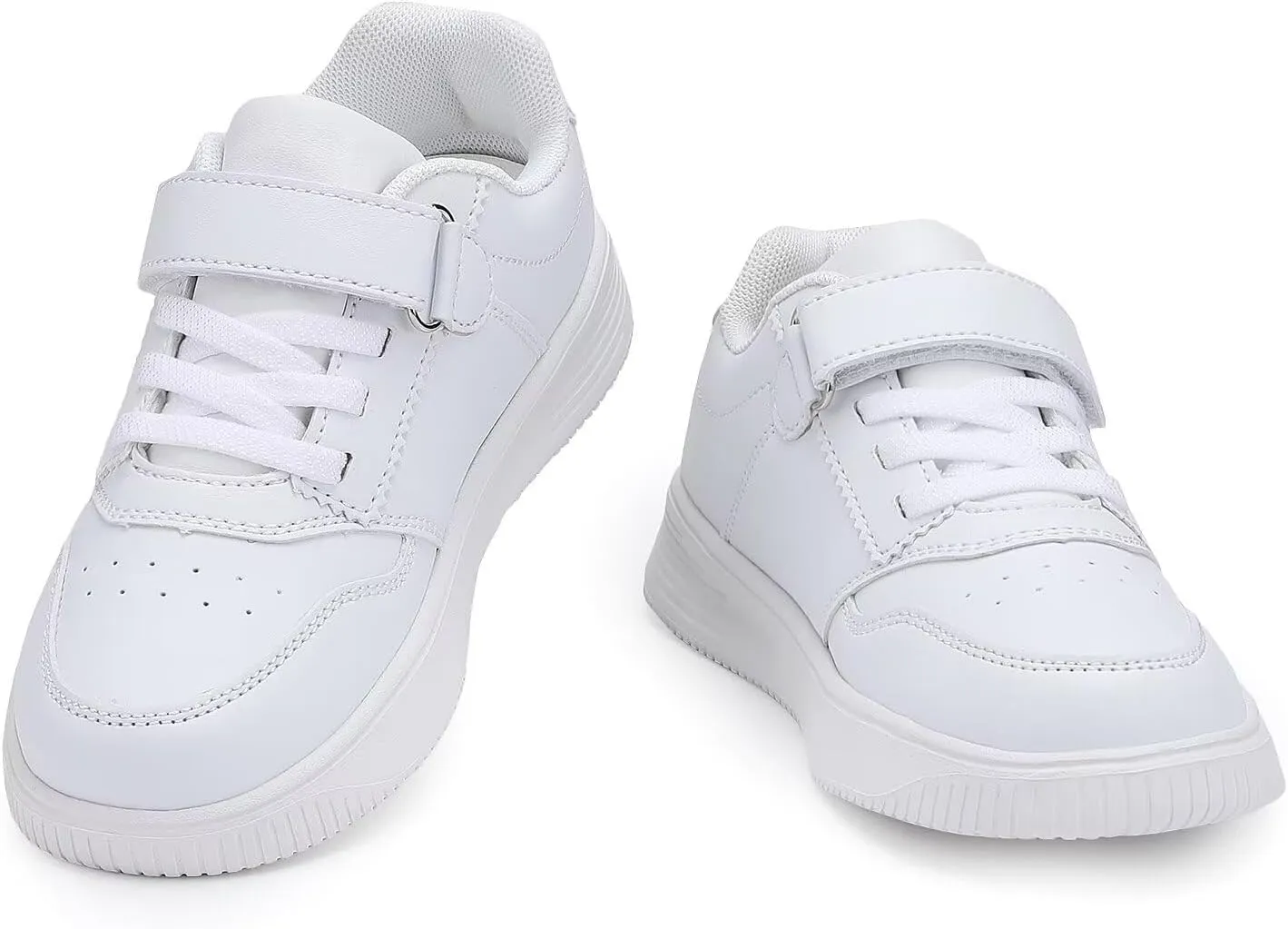 DSWED Unisex-Child Leather Lightweight Breathable Knit Athletic Running Sneakers for Kids Shoes for Boys Girls