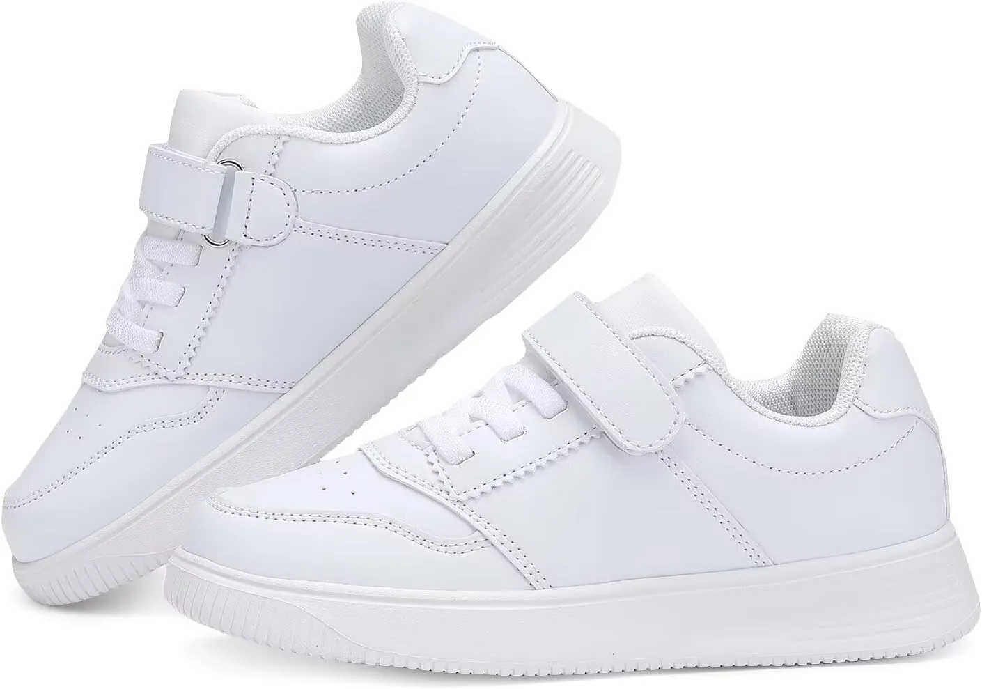 DSWED Unisex-Child Leather Lightweight Breathable Knit Athletic Running Sneakers for Kids Shoes for Boys Girls