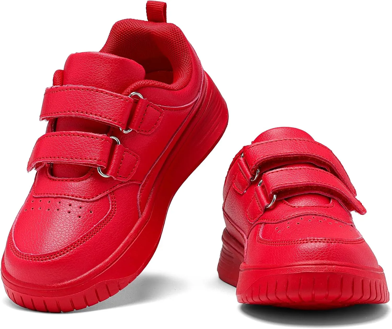 DSWED Unisex-Child Leather Lightweight Breathable Knit Athletic Running Sneakers for Kids Shoes for Boys Girls