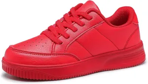 DSWED Unisex-Child Leather Lightweight Breathable Knit Athletic Running Sneakers for Kids Shoes for Boys Girls