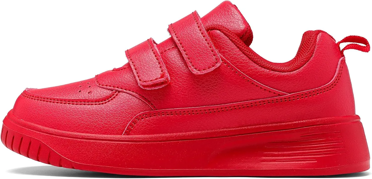 DSWED Unisex-Child Leather Lightweight Breathable Knit Athletic Running Sneakers for Kids Shoes for Boys Girls