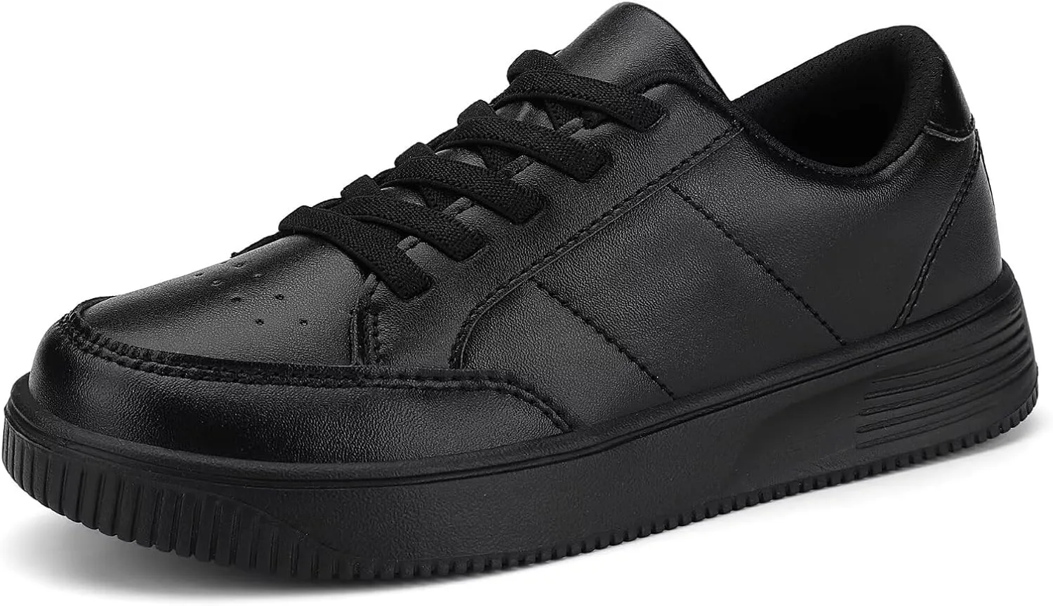 DSWED Unisex-Child Leather Lightweight Breathable Knit Athletic Running Sneakers for Kids Shoes for Boys Girls