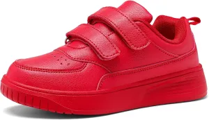 DSWED Unisex-Child Leather Lightweight Breathable Knit Athletic Running Sneakers for Kids Shoes for Boys Girls