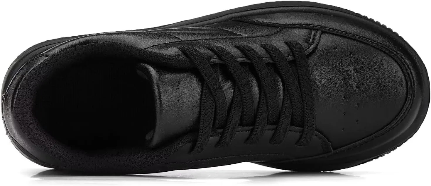 DSWED Unisex-Child Leather Lightweight Breathable Knit Athletic Running Sneakers for Kids Shoes for Boys Girls