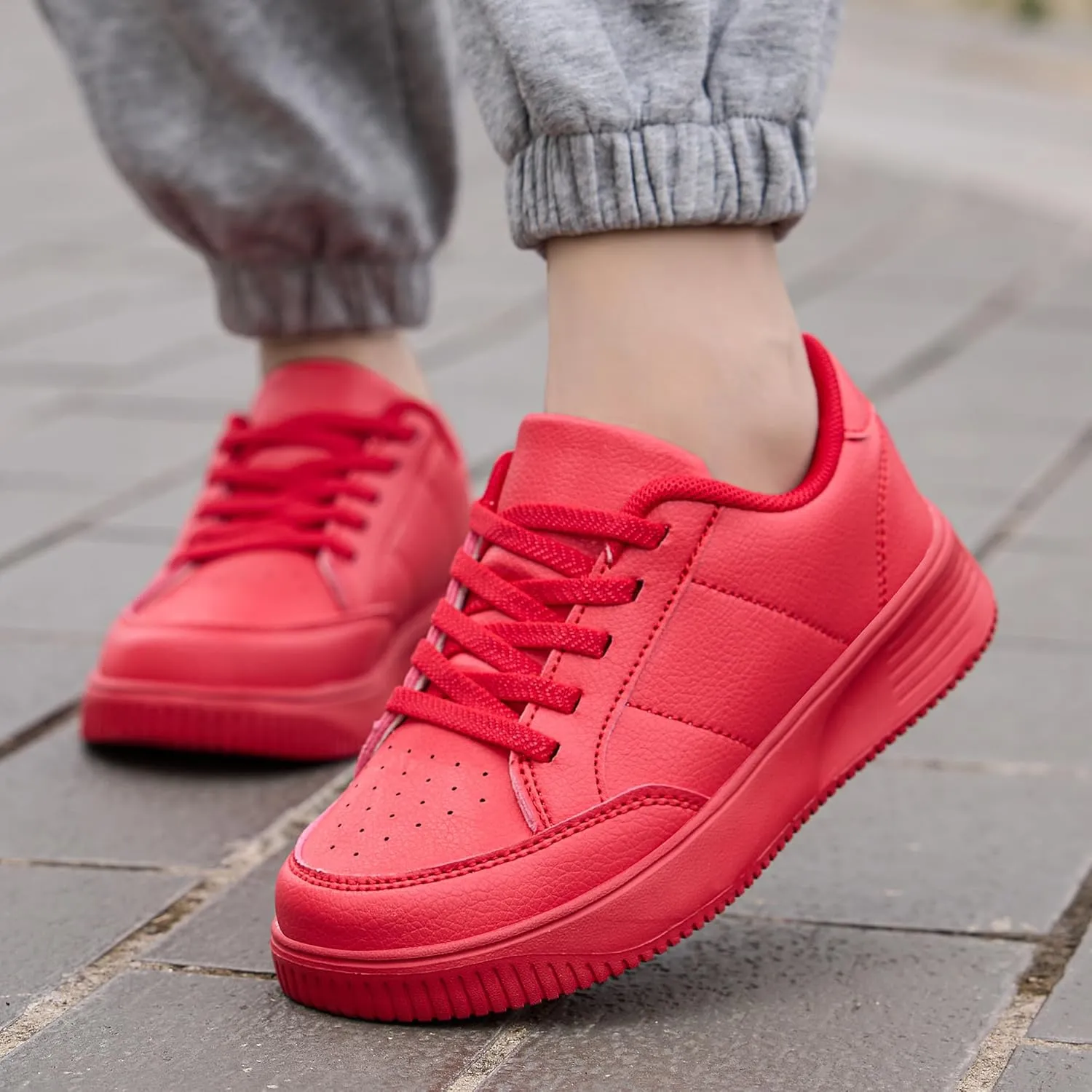 DSWED Unisex-Child Leather Lightweight Breathable Knit Athletic Running Sneakers for Kids Shoes for Boys Girls