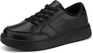 DSWED Unisex-Child Leather Lightweight Breathable Knit Athletic Running Sneakers for Kids Shoes for Boys Girls