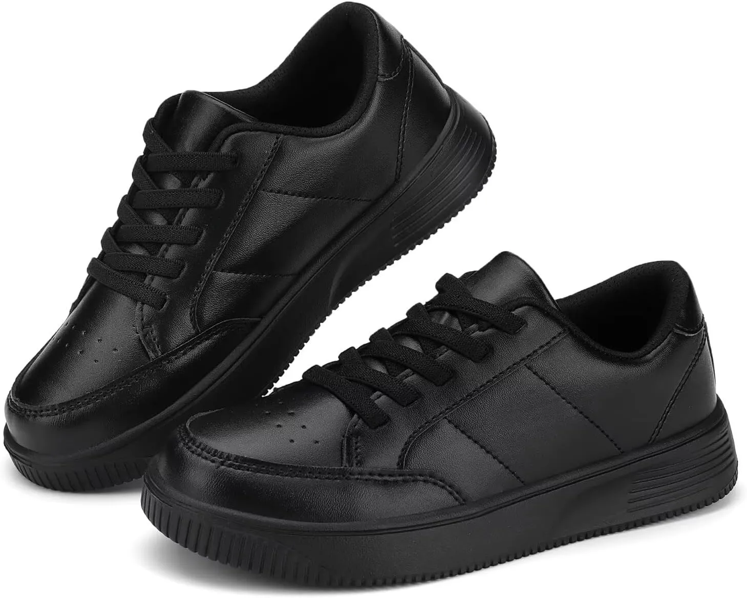 DSWED Unisex-Child Leather Lightweight Breathable Knit Athletic Running Sneakers for Kids Shoes for Boys Girls
