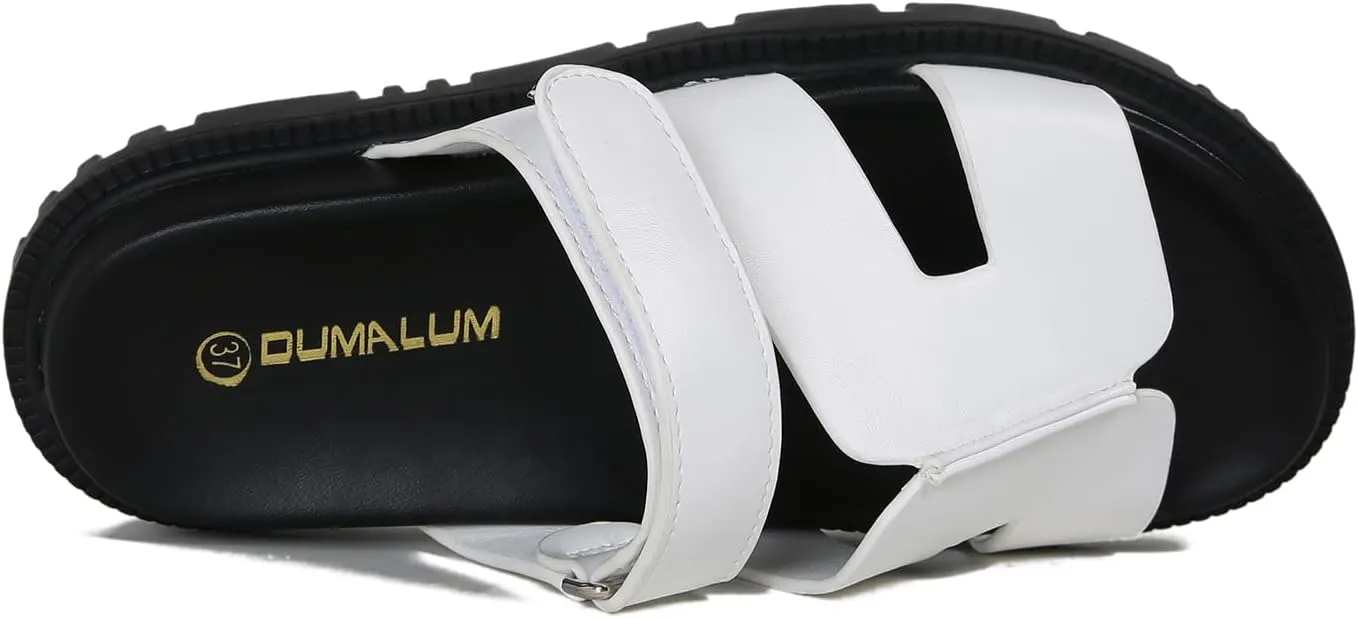 Dumalum Flat Slide Sandals for Women, Slip on Platform Sandals Dressy Summer Shoes Open Toe Flats Sandals