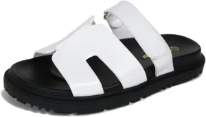 Dumalum Flat Slide Sandals for Women, Slip on Platform Sandals Dressy Summer Shoes Open Toe Flats Sandals