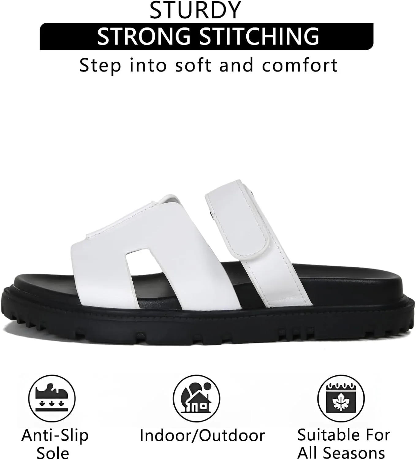 Dumalum Flat Slide Sandals for Women, Slip on Platform Sandals Dressy Summer Shoes Open Toe Flats Sandals