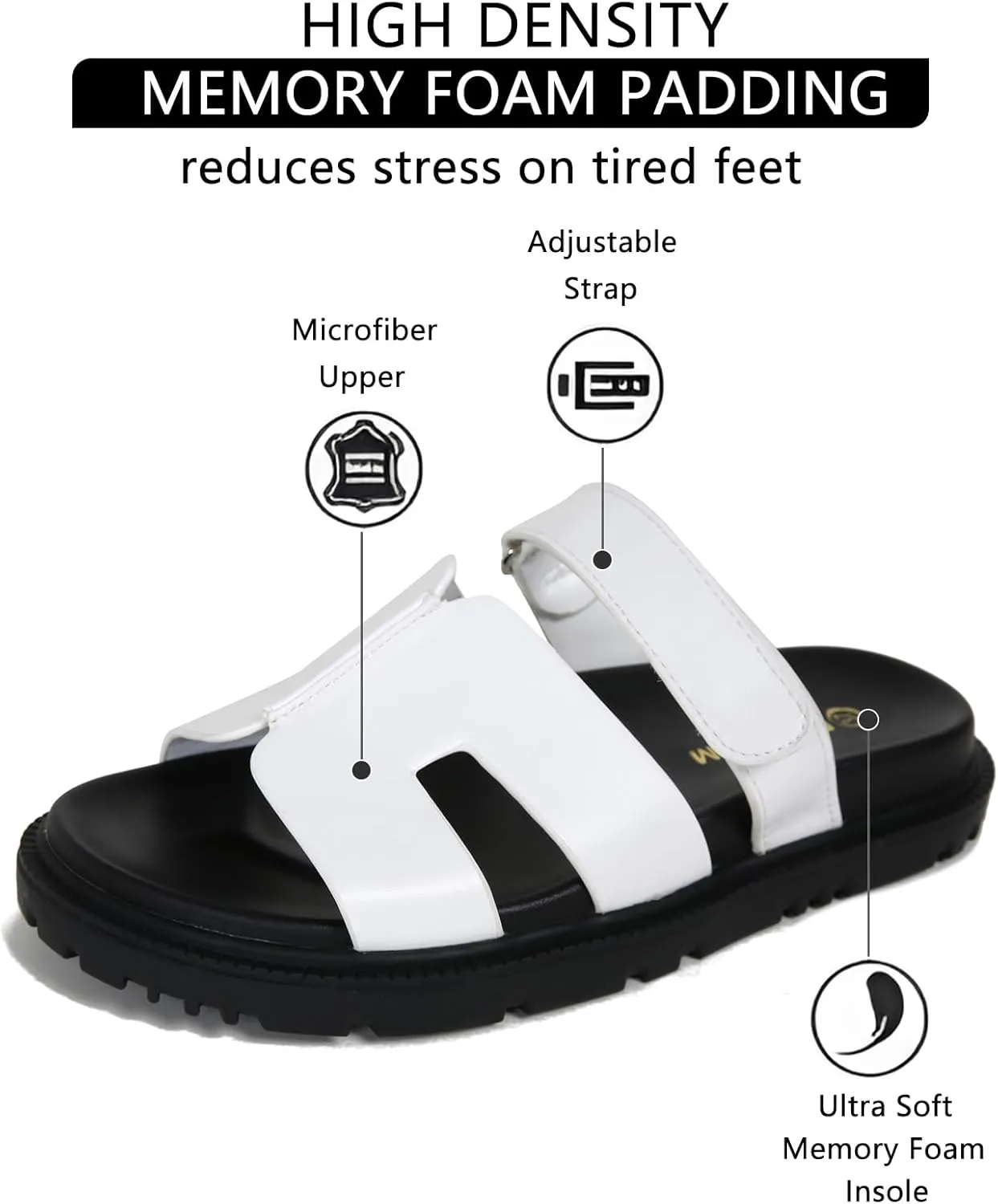 Dumalum Flat Slide Sandals for Women, Slip on Platform Sandals Dressy Summer Shoes Open Toe Flats Sandals