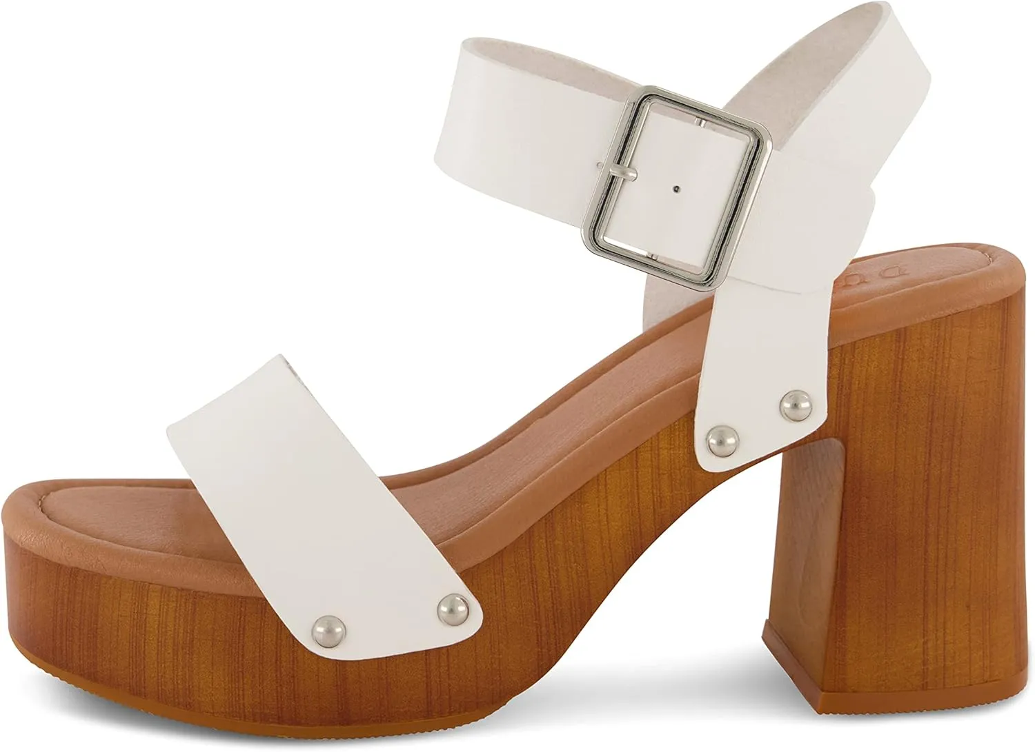 Dunes Women's Peru Faux Wood Sandal  Comfort Foam & LiteSole Technology, Wide Widths Available