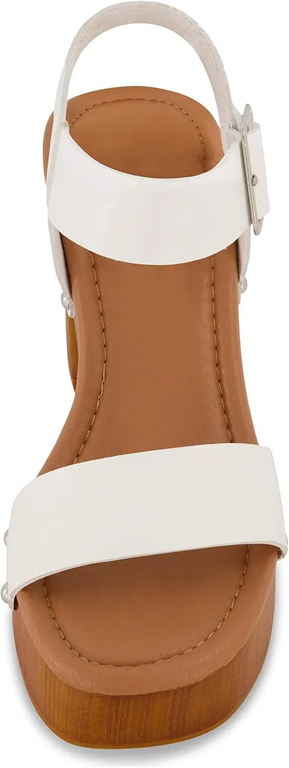 Dunes Women's Peru Faux Wood Sandal  Comfort Foam & LiteSole Technology, Wide Widths Available
