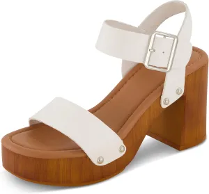 Dunes Women's Peru Faux Wood Sandal  Comfort Foam & LiteSole Technology, Wide Widths Available