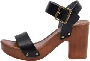 Dunes Women's Sydney Faux Wood Sandal  Memory Foam & LiteSole Technology