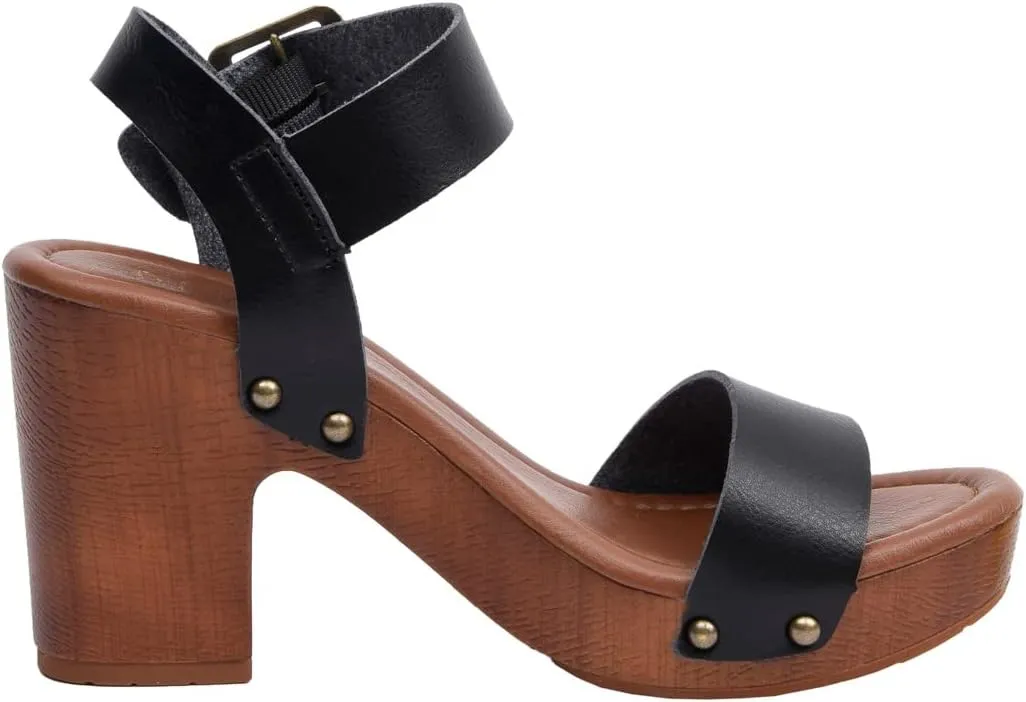 Dunes Women's Sydney Faux Wood Sandal  Memory Foam & LiteSole Technology