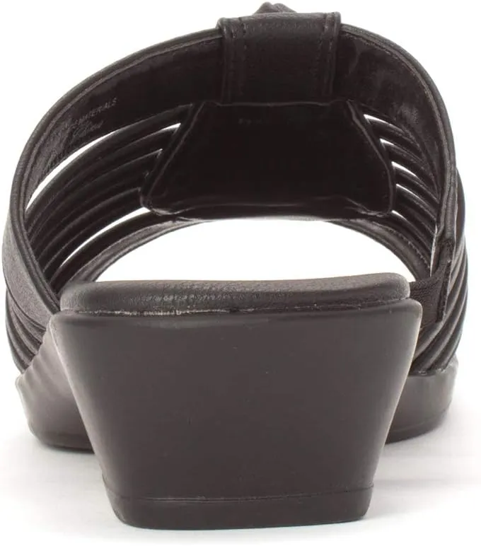 Easy Street Womens Nola Faux Leather Slip On Slide Sandals