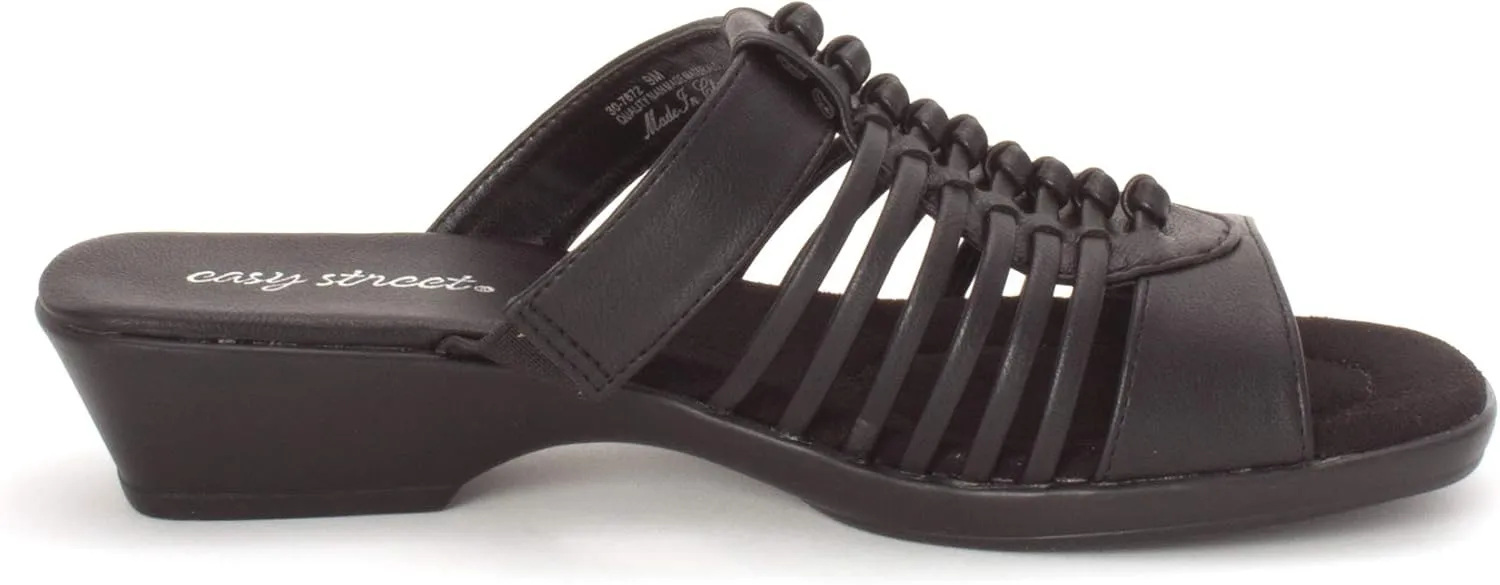 Easy Street Womens Nola Faux Leather Slip On Slide Sandals
