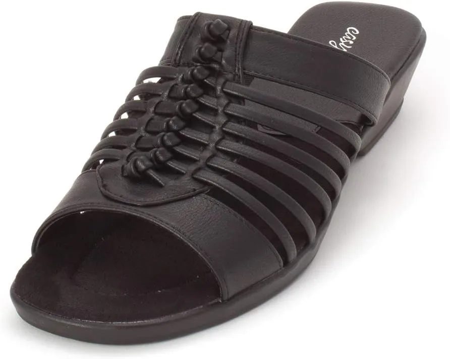Easy Street Womens Nola Faux Leather Slip On Slide Sandals
