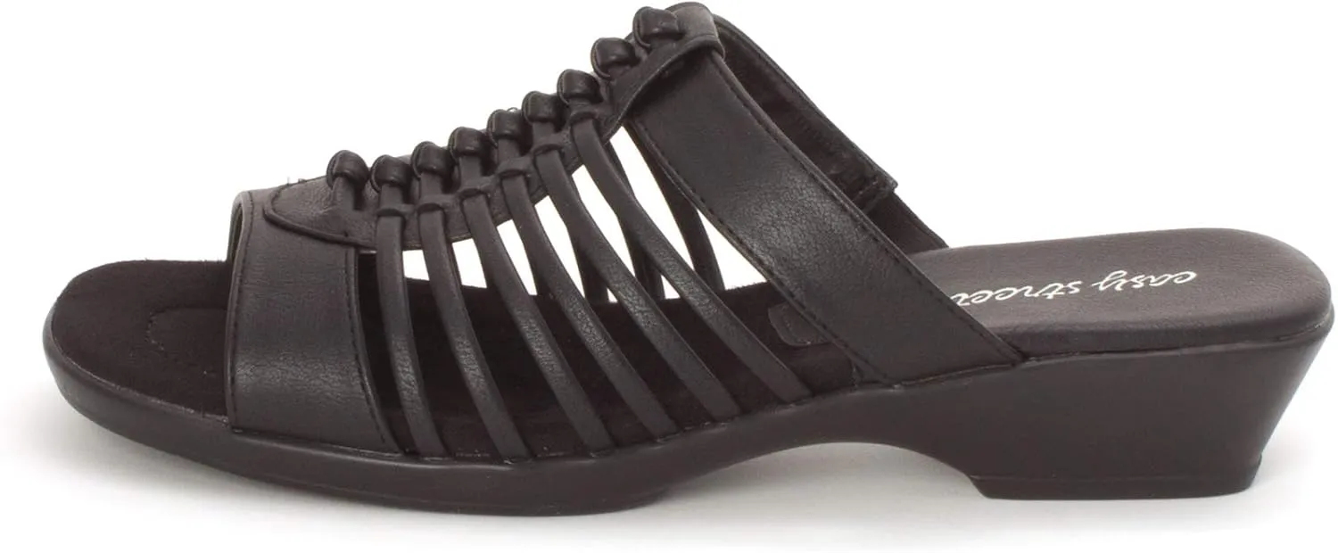 Easy Street Womens Nola Faux Leather Slip On Slide Sandals