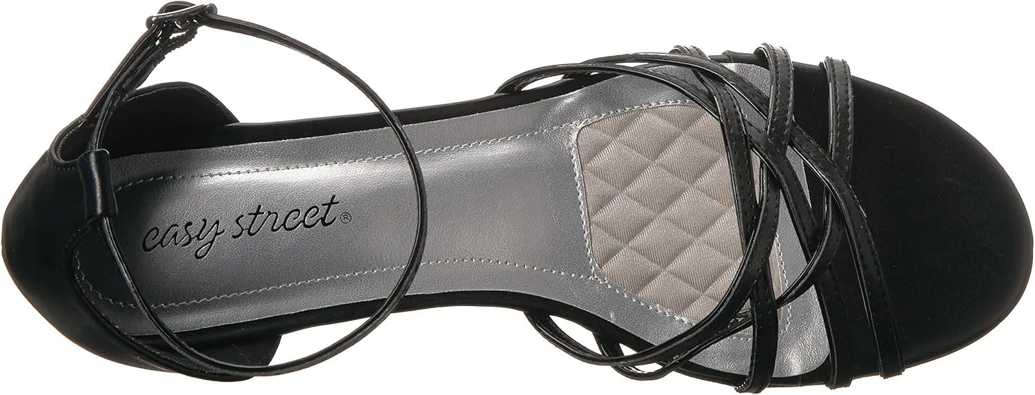 Easy Street Womens Tarrah Faux Leather Crossover Wedge Sandals