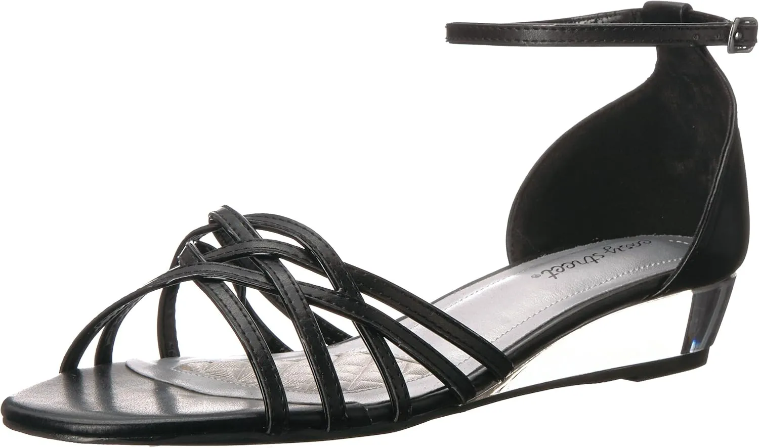 Easy Street Womens Tarrah Faux Leather Crossover Wedge Sandals