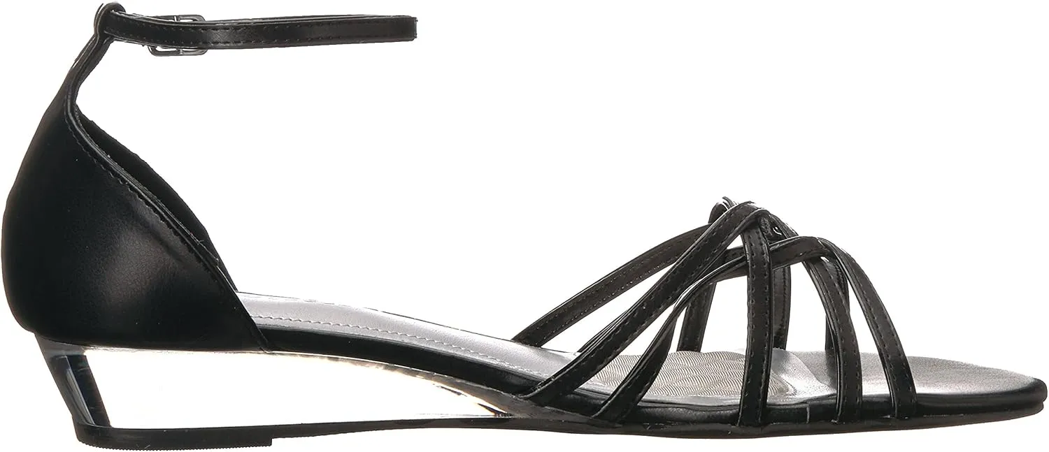 Easy Street Womens Tarrah Faux Leather Crossover Wedge Sandals