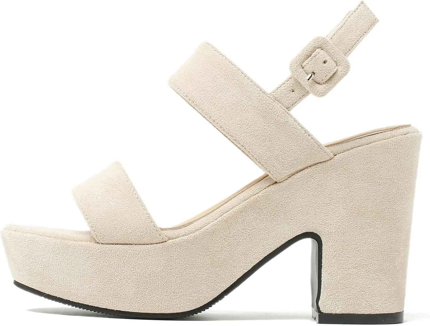 Enelauge Women's Platform Heels Sandals Block Chunky High Heeled Suede Wedges Sandal Open toe Ankle Strap Wedding Party Dress Pumps