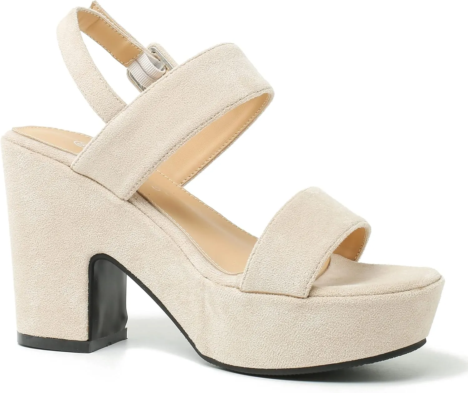 Enelauge Women's Platform Heels Sandals Block Chunky High Heeled Suede Wedges Sandal Open toe Ankle Strap Wedding Party Dress Pumps