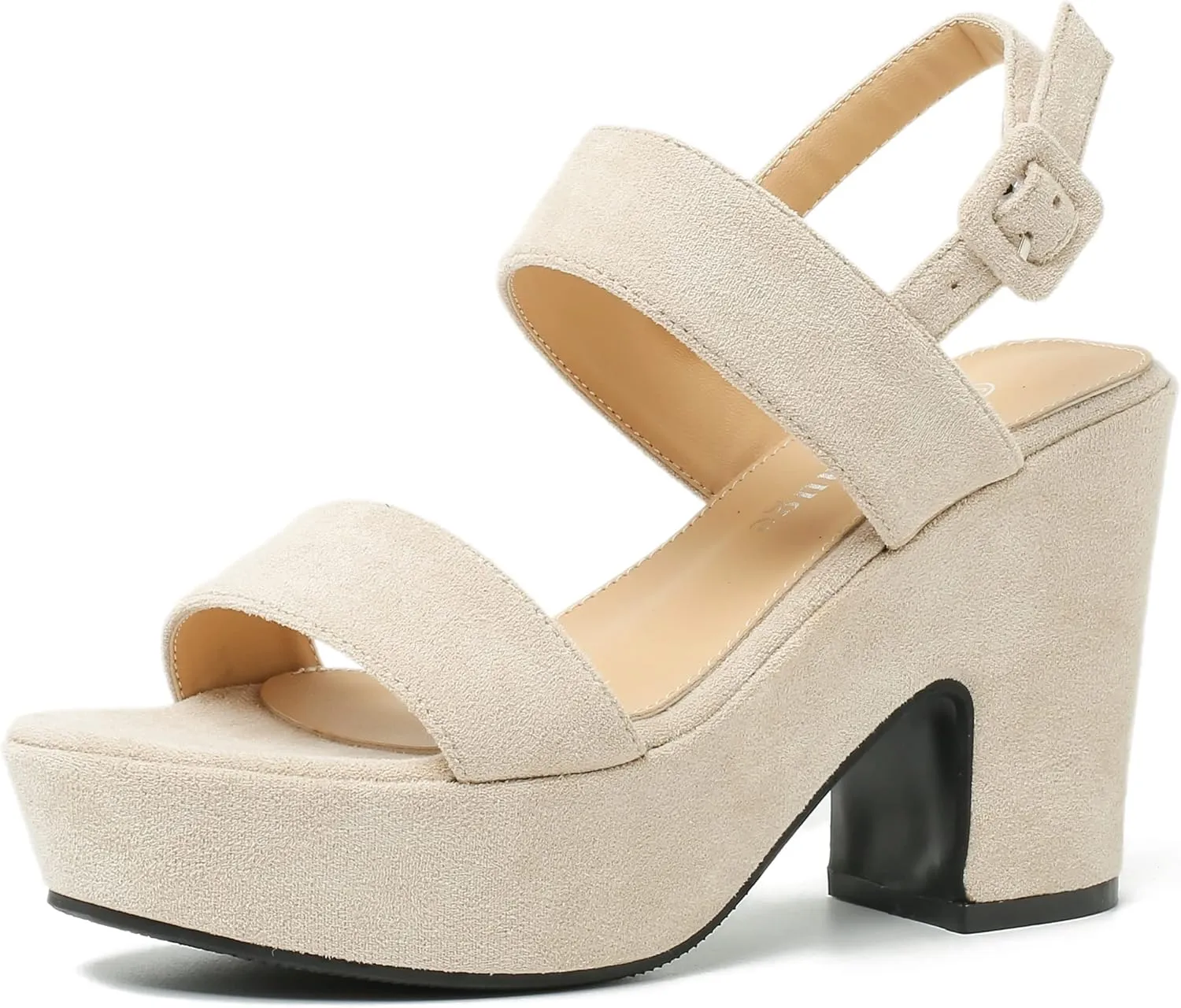 Enelauge Women's Platform Heels Sandals Block Chunky High Heeled Suede Wedges Sandal Open toe Ankle Strap Wedding Party Dress Pumps