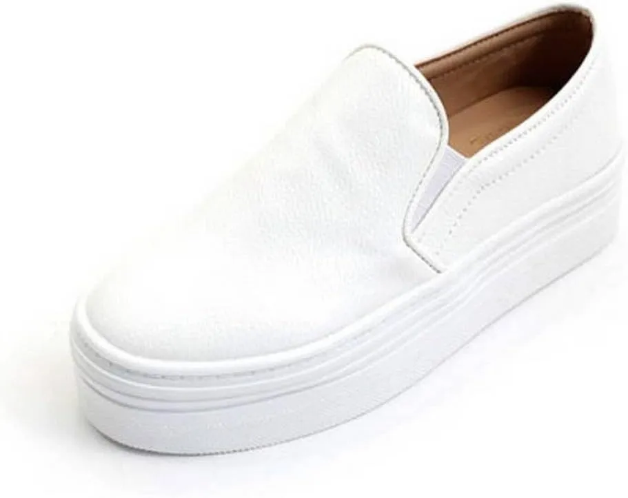 epdavin Women's Casual Simple Slip-On Mid Heels Platform Shoes Fashion Sneakers