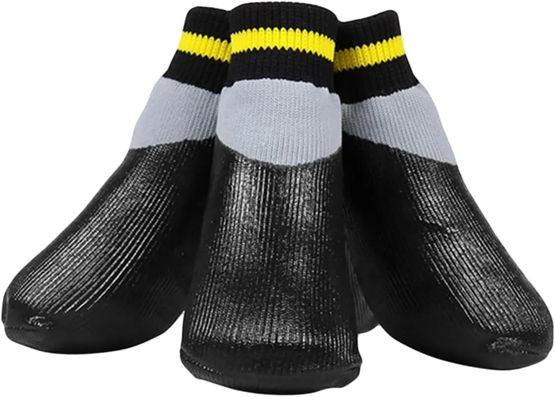 ERINGOGO 1Set Dog Booties for Small Dogs Slip Rubber Socks for Winter Rain Black Protects Paws from Snow and Mud Easy to Carry Use