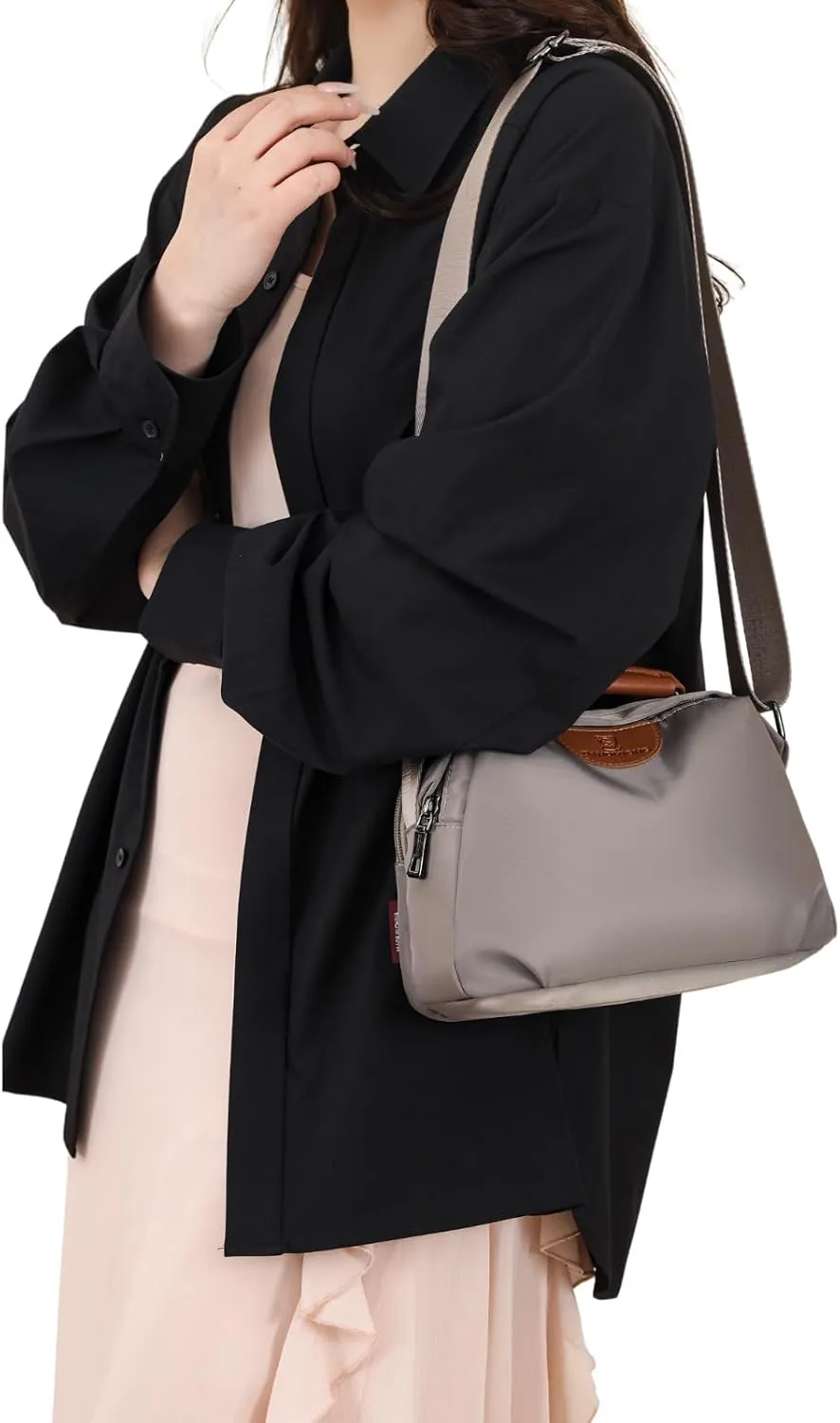 Eslcorri Crossbody Bags for Women, Small Shoulder Bag Nylon Simple Purse with Zipper, Lightweight Casual Simple Purse