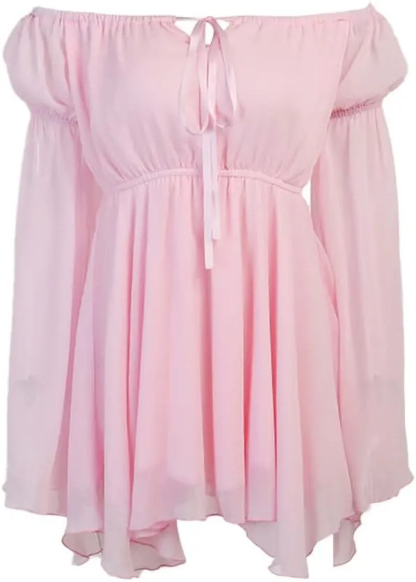 ETATNG Womens Two Piece Corset Dress Off Shoulder Bell Sleeve Summer Party Lace Up Bustier Dress