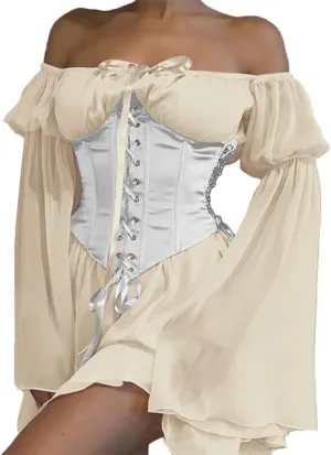 ETATNG Womens Two Piece Corset Dress Off Shoulder Bell Sleeve Summer Party Lace Up Bustier Dress
