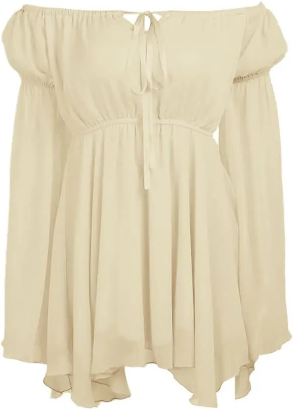 ETATNG Womens Two Piece Corset Dress Off Shoulder Bell Sleeve Summer Party Lace Up Bustier Dress