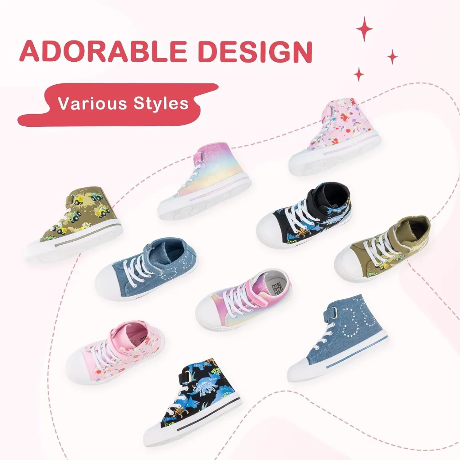EUXTERPA Kids High Top Shoes Toddler Canvas Sneakers Boys Girls Casual Walking Sports Shoe