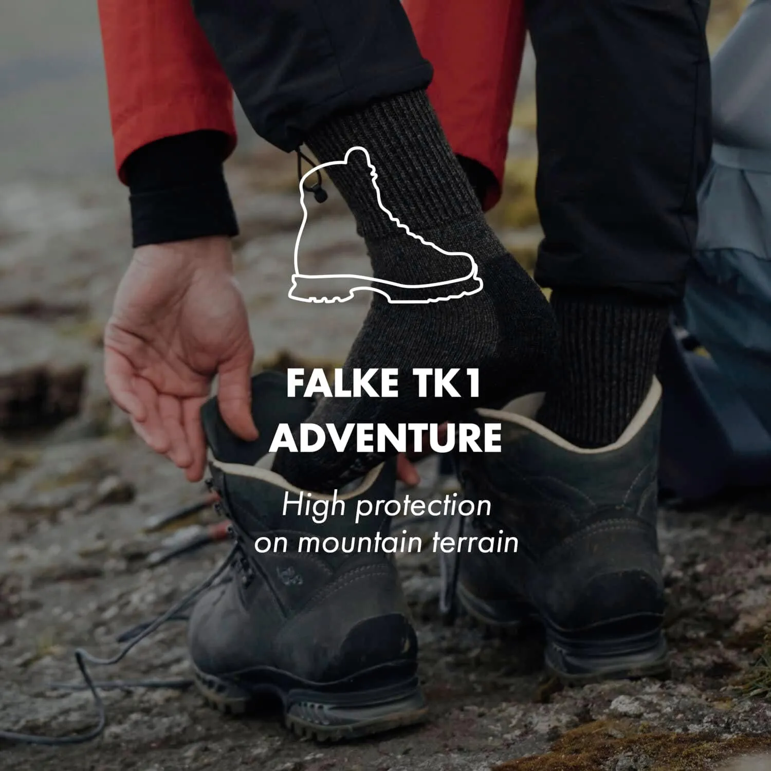 FALKE Men's TK1 Adventure Wool Hiking Socks, 1 Pair
