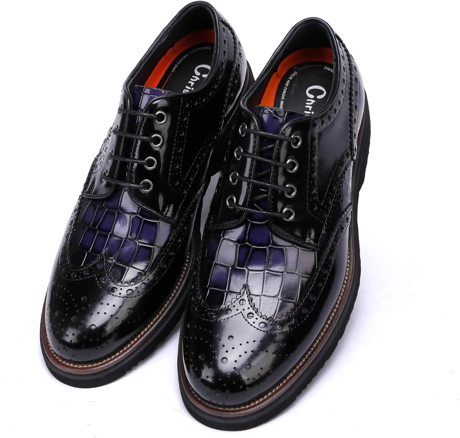 Fashion Leather Crocodile Pattern Loafers Lace Up Business Formal Dress Shoes Oxford Shoes for Men Two Ton Color