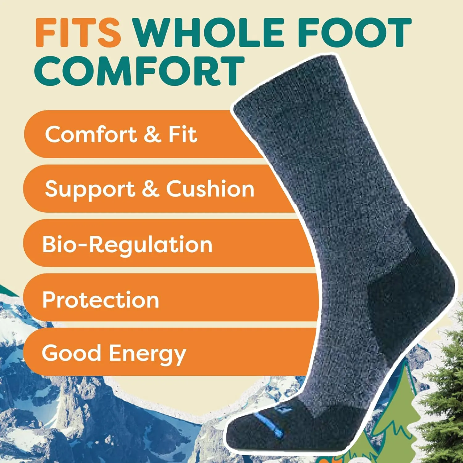 FITS Light Hiker Merino Wool Crew Socks For Men and Women, Lightweight, Breathable, Odor, Hiking Socks, Whole Foot Comfort