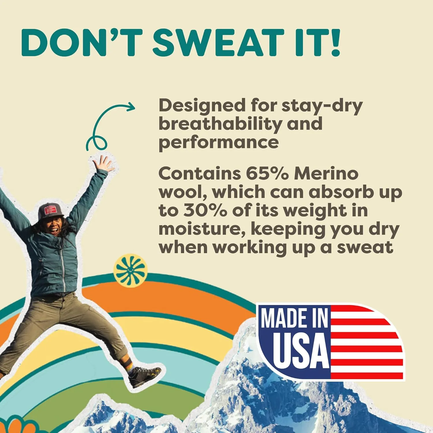 FITS Light Hiker Merino Wool Crew Socks For Men and Women, Lightweight, Breathable, Odor, Hiking Socks, Whole Foot Comfort