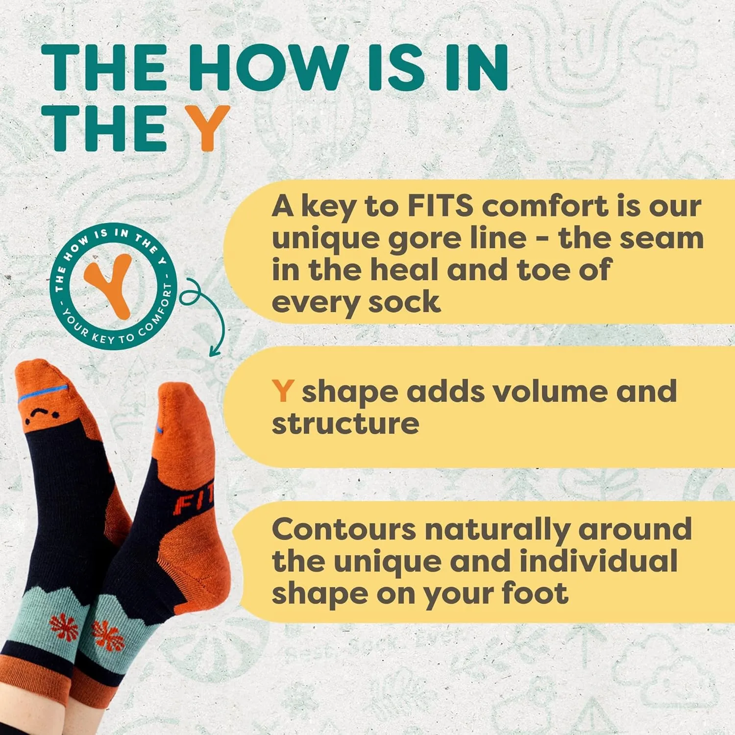 FITS Mountain Top Crew Light Hiker For Men and Women, Merino Wool, Breathable, Odor Resistant, Whole Foot Comfort